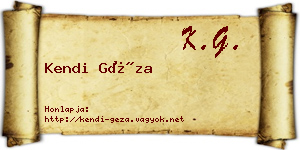 Kendi Géza névjegykártya