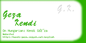 geza kendi business card